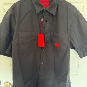 Oversized short sleeve heavy cotton Hugo shirt.